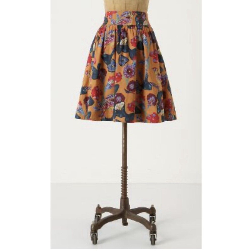 Anthropologie Nathalie Lete A Line Skirt XS 0, Pockets Elastic waist